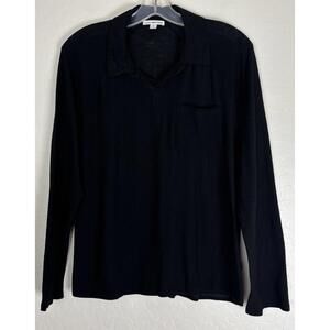 James Perse Standard‎ Wool Long Sleeve Shirt 1/S Black 1684